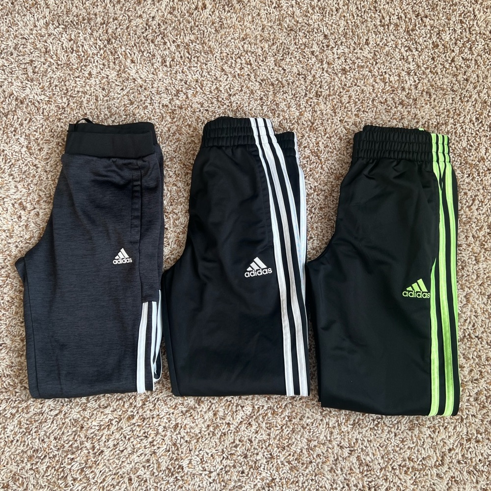 Lot of 3 Boy’s Adidas athletic Pants Size Small 7/8 Joggers EUC Sweatpants